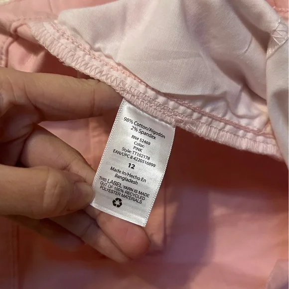 Time and Tru Wide Leg Relaxed Fit w Soft Tie Waist Cropped Pants, Light Pink, 12 - Picture 6 of 7